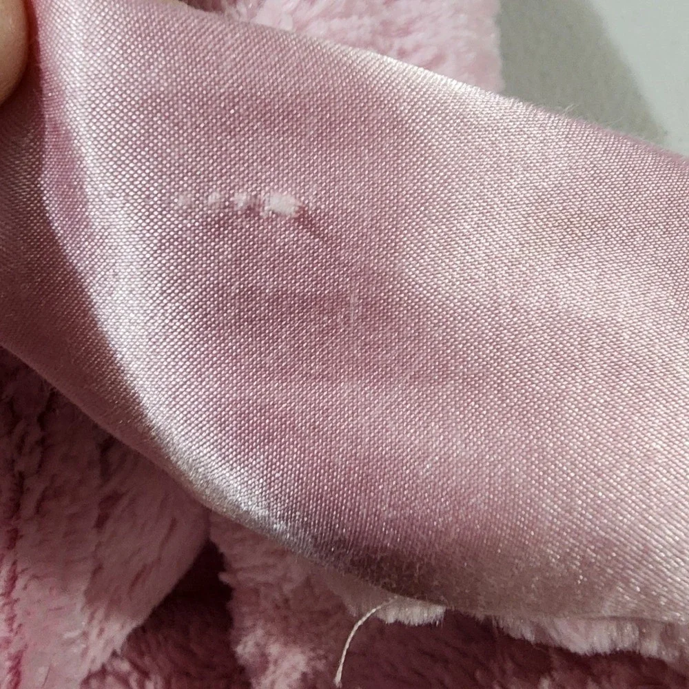 Crown & Ivy Baby Pink Plush Faux Fur Satin Trim Crown Logo Security Blanket